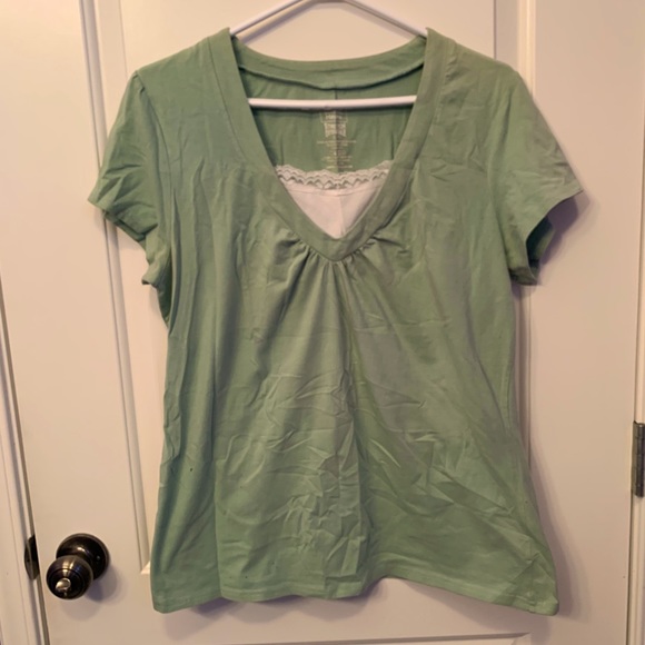 Blue T-shirt with White Lace - Picture 1 of 3